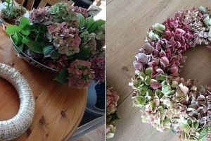 Így készíthetünk könnyen hortenzia koszorút